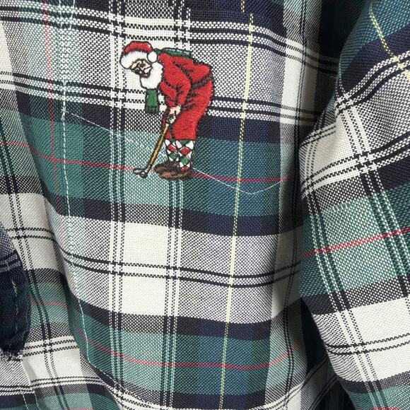 Vintage Hathaway Golf Golfing Santa Claus Oxford Button Shirt Men Sz 15.5 34/35 - Picture 2 of 6